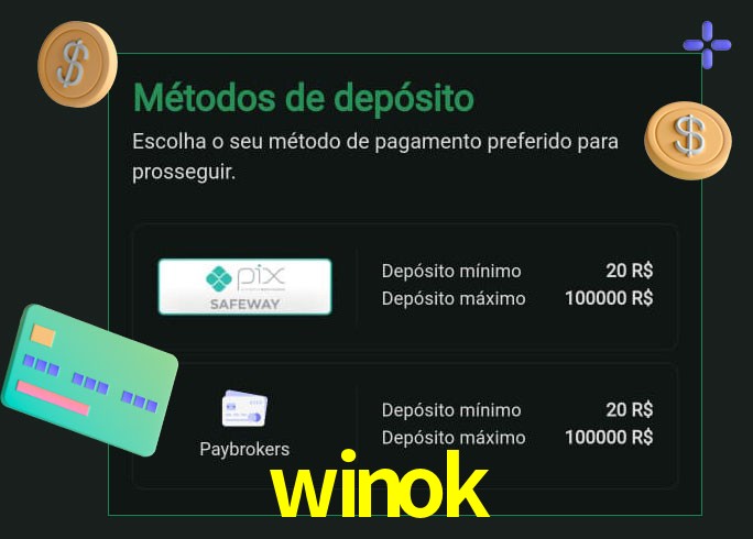 O cassino winok oferece uma grande variedade de métodos de pagamento